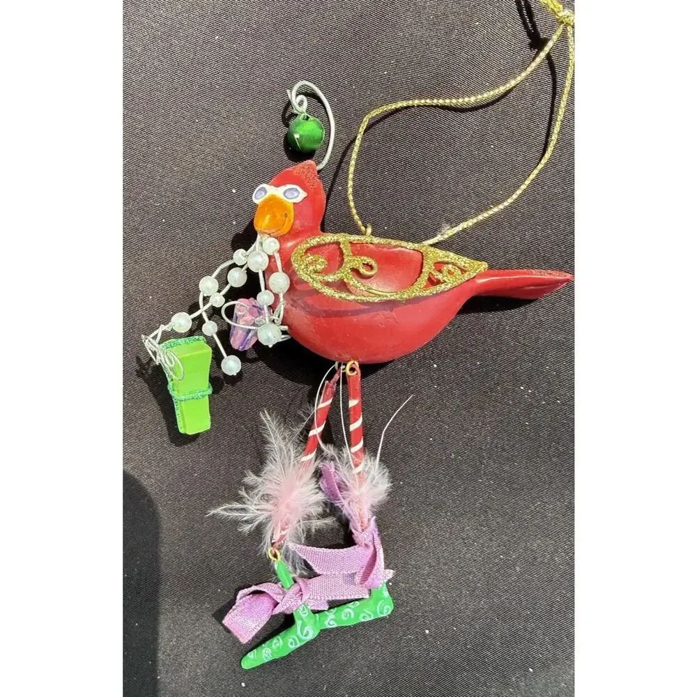 Vintage Katherines Collection Dangle Leg Red Bird Christmas Ornament Rare! -K2